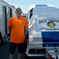 CONTINUING THE TRADITION – Bruce Grooms won Best Race Car in the Rotary Club Car Show Sept. 21. He is shown here memorializing his father, the late Billy Grooms. (Photo by Benita Fuzzell)