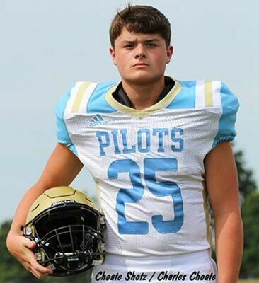 Fulton County Pilot Broc Bridges had four receptions for 71 yards on offense, and five tackles, an interception, and a fumble recovery for the Pilots Nov. 8. (Photo by Charles Choate)