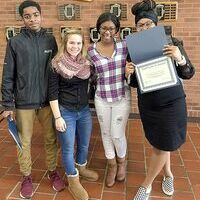 AWARD WINNING – A.J. Turner, Savanna Roberts, TaShayah Freeman, and A’Laya Barnett received third place in Bulletin Board competition at Murray State University’s Educators Rising Conference on Nov. 5. Formerly known as Future Educators of America (FEA), for middle and high school students interested in the field of education-related careers. (Photo submitted)