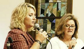Pictured are Sarah Bowman and Lori Burgess at the Old Hymn Sing 2017. (Photo submitted)