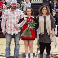 SENIOR NIGHT AT HCHS – Isabella Buckingham, along with her parents, Stacy and Barbara Buckingham, were recently honored during Hickman County High School’s Senior Night. (Photo by Becky Meadows)