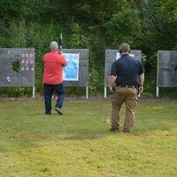 Participants in the Fulton Police Department’s Banana Festival Pistol Shoot also had the opportunity to enter a “Turkey Shoot” on Saturday, aiming for playing cards attached to targets. (Photos by Benita Fuzzell.)