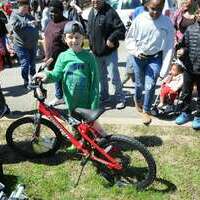 EASTER EGG HUNT BIKE BONUS -- Cyrus Tezengi held the winning ticket in the boys' ages 7-10 division at the Community Easter Egg Hunt held April 1 on the front lawn of the South Fulton Municipal Complex. (Photo by Benita Fuzzell.)