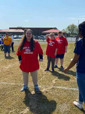 South Fulton participants prepare for their competitions at the recent Area 7 Special Olympics. (Photo submitted.)