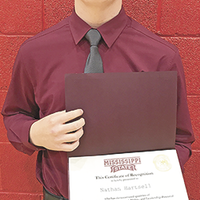 Mississippi State Scholarship was awarded to Nathan Hartsell at the recent Hickman County High School Honors Night. Hartwell also received the Ducks Unlimited Varsity Scholarship. (Photo submitted)