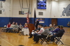 STAR SPANGLED SETTING – The Fulton High School gym was the setting Nov. 10 for the Veterans Day program coordinated by FISD Community Education Director Dave Puckett, which featured two speakers and local Veterans as honored guests. (Photo by Benita Fuzzell)
