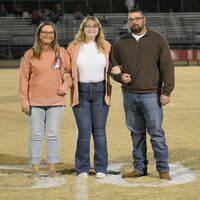 SFHS SENIORS SHINE ON SENIOR NIGHT -- Alivia Williams, a senior member of the South Fulton High School Band, and her parents, were honored Oct. 21 during the Senior Night recognition at the SFHS football game.