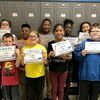 CARR CHARACTER COUNTS – Students in the fourth and fifth grades were recently honored for their display of fairness for the Character Counts program at Carr Elementary in Fulton.  Pictured are the winning students, back row, left to right, Piper Cavness, Gabriel Zalucki, Davarious Freeman, Vincent Mons, Kaneisha Gorman, Wendy Martinez, and Joseph Mathias; front row, Keith Jordan, Dalton Rogers, Adah McClure, Reginae Caldwell, and Jorden Wegner. Not pictured is Mallory Worley representing Heritage Bank, a sponsor of Character Counts. (Photo submitted)