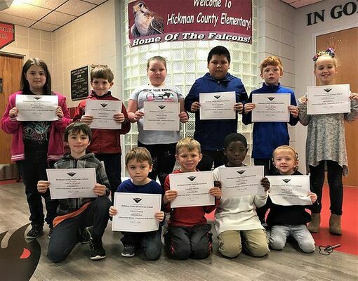 HCES CITIZENS OF THE MONTH – Hickman County Elementary School recently recognized its Citizens of the Month for November. The character trait emphasized in November was Cooperate with Others. Primary students chosen by teachers include: front row, left to right, Lukas Ellegood, Owen Crump, Landon Holder, Caleb Jeffrey, Shiloh Lusk; back row, Serenity Bruer, Cadell Wicker, Winter Feezor, Gavin Limones, Chase Wright, and Leeyah Peyton. Not pictured is Hunter Shadowens. (Photo submitted)