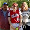 SENIOR NIGHT RECOGNITION – Erin McDaniel, center, a senior member of the South Fulton High School Lady Red Devils 2019 Softball Team, was honored along with her parents, Mike McDaniel and Jennifer Battle, during the school’s Senior Night ceremonies. (Photo by Jake Clapper)