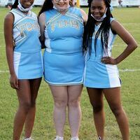 SENIOR CHEERLEADERS – Fulton County Senior cheerleaders honored during Senior Night Sept. 18 were, left to right, JaMya Pierce, Suanna Grace Johnson and Jamya Clay. (Photo by Charles Choate)