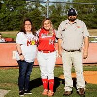 SENIOR NIGHT RECOGNITION – Elizabeth Archie and her parents, Millie Spicer and Grady Archie, were recent honorees during the South Fulton Lady Red Devils’ Softball senior night recognition. (Photo by Jake Clapper)
