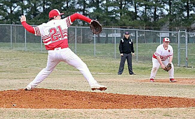 SFHS Red Devil Eli Carlisle took the mound in South Fulton’s unsuccessful match vs. Greenfield. (Photo by Jake Clapper)