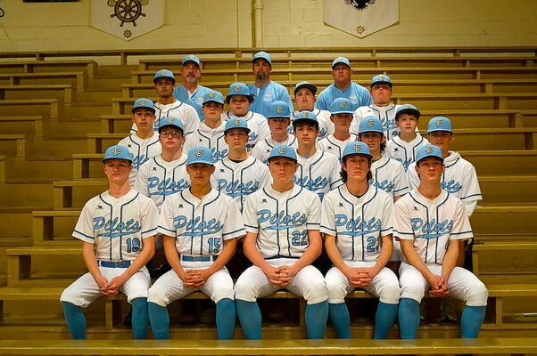 FCHS 2021 BASEBALL TEAM – Fulton County High School Baseball team members include from left, front row, Thorne Massey, Bentley Johnson, Drake Manus, Hayden Murphy and Will Jackson; second row, Luke Jackson, Quinn Lyons, Jay Sipes, Logan Johnson, and Chade Everett; third row, Nesota Perez, Max Gibbs, Carson Parker, J. C. Parker, and Logan Griffiths; fourth row, Dylan Hammond, Tevin Hammond, Cooper Scott, and Braxton Bridges; and back row, Coach Wes Moore, Coach Jason Sipes, and Coach Larry Manus. (Photo by Barbara Atwill)