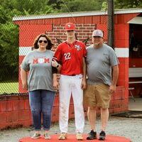 SENIOR RED DEVILS HONORED – Brock Brown, a senior South Fulton Red Devil baseball player, was recently among those honored for Senior Night, along with his parents, Sarah and Ronnie Brown. (Photo by Jake Clapper)