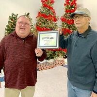 SEVEN YEAR DRIVER – Steve Shelton, a Driver with Fulton County Transit Authority for seven years was recognized and honored at the awards banquet, by FCTA Executive Director Kenney Etherton. (Photo submitted.)