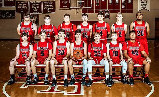 Pictured are the 2019-2020 South Fulton Red Devils boys’ basketball team. Front row, left to right, Dylan Jackson, Beau Britt, Rider Whitehead, Brock Brown, Bryce McFarland, Drew Barclay, Jordan Brown; back row, Mason Harper, Dylan Ruddle, Jaden Knott, Blake Rodehaver, Conner Allen, Cade Malray, and Jalen Cross. (Photo submitted)
