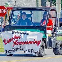 Leading the way and providing a welcome to spectators in Columbus Aug. 11 was this parade entry.