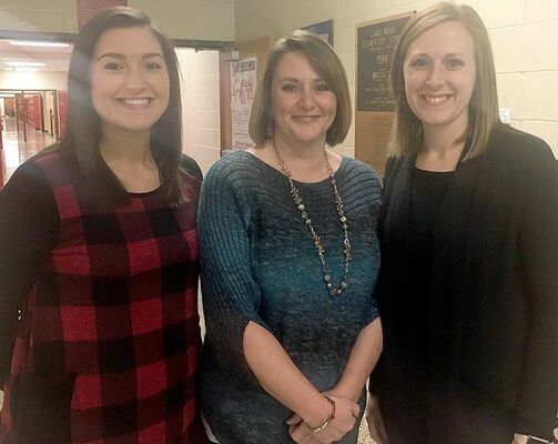 SFES TENURED TEACHERS – Three teachers at South Fulton Elementary were among those honored during Monday night’s Obion County School Board meeting, when they were awarded tenure. Pictured are Melashia Holt, Amanda Wilder and Deanna Porter. (Photo by Benita Fuzzell)