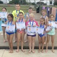 CERTIFIED LEVEL 2 SWIMMERS – Area children who recently completed Level 2 in swimming classes instructed by Ann Bard and Sharye Hendrix at Fulton Country Club July 17-21 included are, front row, left to right, Abigail Pate, Lilli Hamrick, Hadleigh Coffey, Lilly Coble, Averie Biehslich; back row, Kylee McClure, Gatlin Hamrick, Clay Jackson, and James Riddell. Not pictured are Gracie Green and Emma Pruiett. . (Photo submitted)