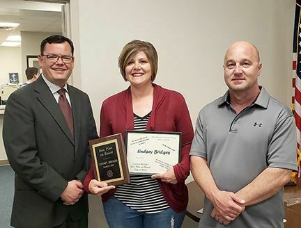 MARCH BEST PILOT ON BOARD – Lindsey Bridges, Food Services director at Fulton County Schools, was named the March Best Pilot on Board during the April School Board meeting April 18. (Photo by Barbara Atwill)