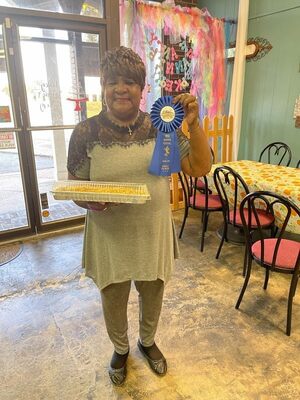 Sheryl Thomas of Fulton, won first place in the pudding category for her banana pudding from scratch.