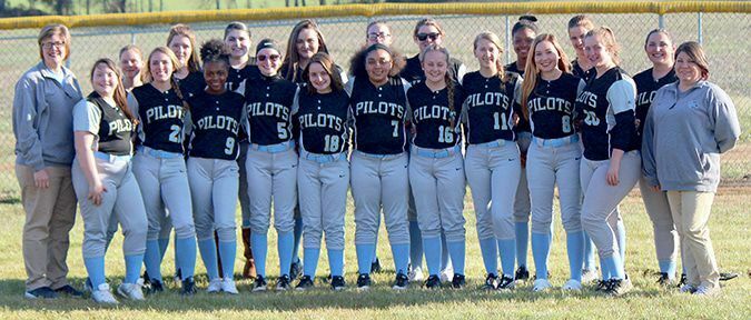 2019 Lady Pilots – Front row, left to right, Coach Lindsey Bridges, Abby Crawell, Karlie Williams, J’Mya Clay, Sidda Brown, Taylor Lane, Kylee Hammond, Kaylee Ward, Brookelyn Chambers, Mia Amberg, Cailey Prehoda and asst. coach Ashley Goodso; back row, Destiny Wiley, Brittany Taber, Abigail Bittenbender, Emily Meadows, Karen Jackson, Delaynee Cernmak, De’Ayria Kinney, Marleena Sipes and Gracie Reid. (Photo by Charles Choate)
