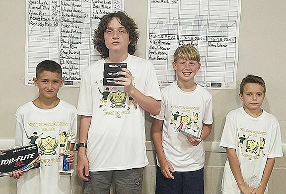 JUNIOR GOLF WINNERS AT FULTON COUNTRY CLUB – Winners in the 10-12 boys’ were, left to right, Drake Jones, first; Linus Pulley, second; Jackson Webb, third; and Clark Rice, fourth. (Photo submitted)
