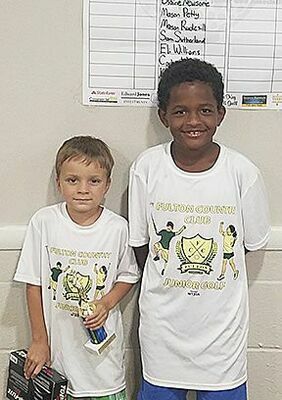 JUNIOR GOLF WINNERS AT FULTON COUNTRY CLUB – Winners in the 6 and under age group were, left to right, Nolan Rice, first; and Carson Miller, second (Photo submitted)