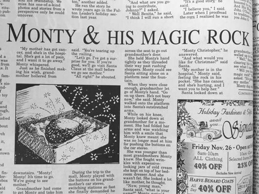 This graphic, which has accompanied John O. Jones’ story, Monty &amp; the Magic Rock, was first created by Hickman native, the late Swayne Ayers.